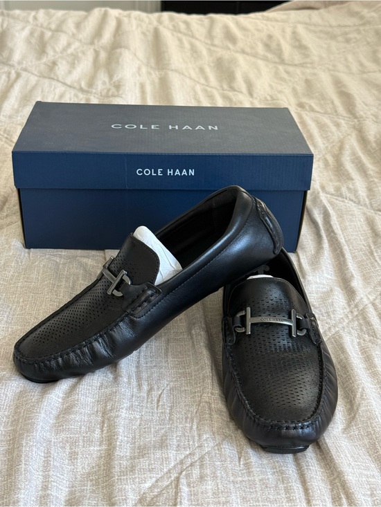 Cole Haan Other - Cole Haan Black Leather Perforated Bit Loafers